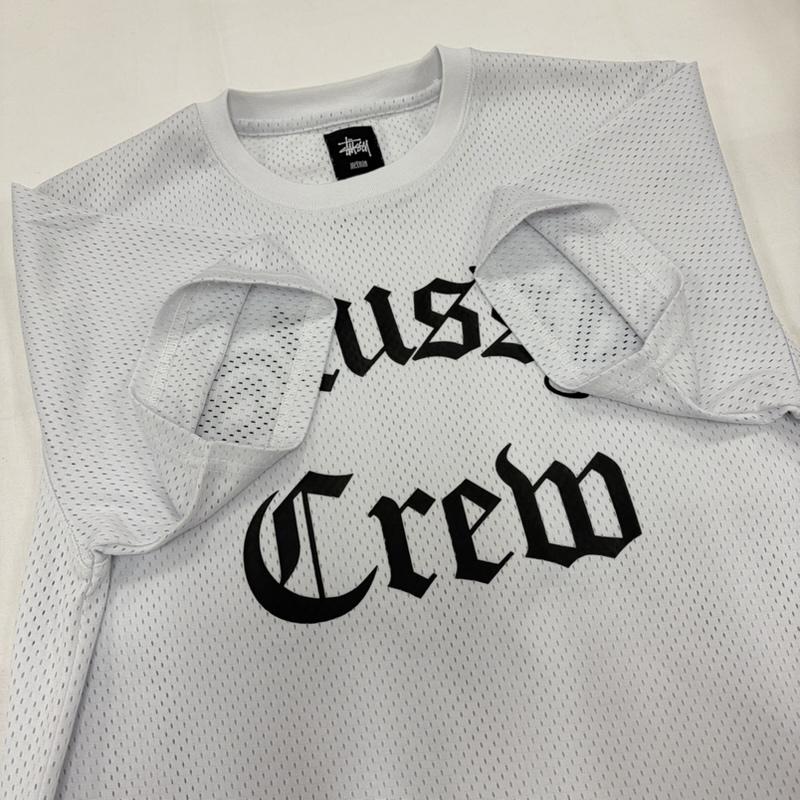 ステューシー STUSSY Tシャツ 半袖 メッシュ 半袖 Tシャツ ロゴ プリント 刺繍 CREW MESH JERSEY M ロゴ、文字 X プリント X 刺繍 白 / ホワイト / white X 黒 / ブラック / black メンズ USED 古着 中古 50162206