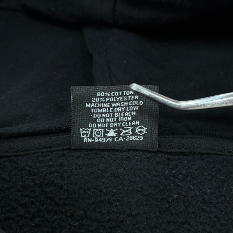ステューシー STUSSY パーカー 長袖 ワールドツアー 両面 プリント スウェット パーカー フーディー プルオーバー メキシコ製 裏起毛 M ロゴ、文字 X プリント 黒 / ブラック / black X 白 / ホワイト / white メンズ USED 古着 中古 50162214