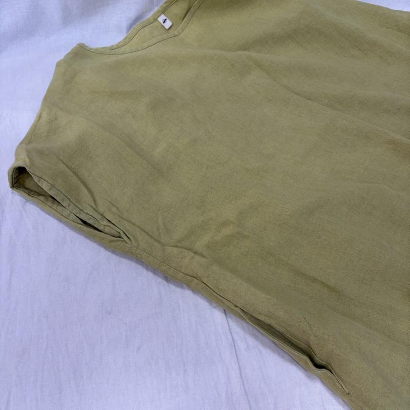 古着 USED ワンピース ロングスカート 蟻工房 工房蟻 リネン100％ 麻 フレンチスリーブワンピース イエロー ワイドシルエット - 無地 黄 / イエロー / yellow レディース USED 古着 中古 50162217