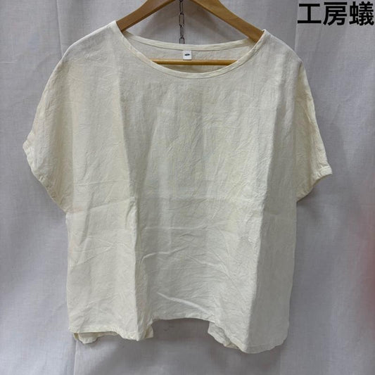 古着 USED シャツ、ブラウス 半袖 工房蟻 蟻工房 リネンブラウス フレンチスリーブ ワイドシルエット white - 無地 白 / ホワイト / white レディース USED 古着 中古 50162218