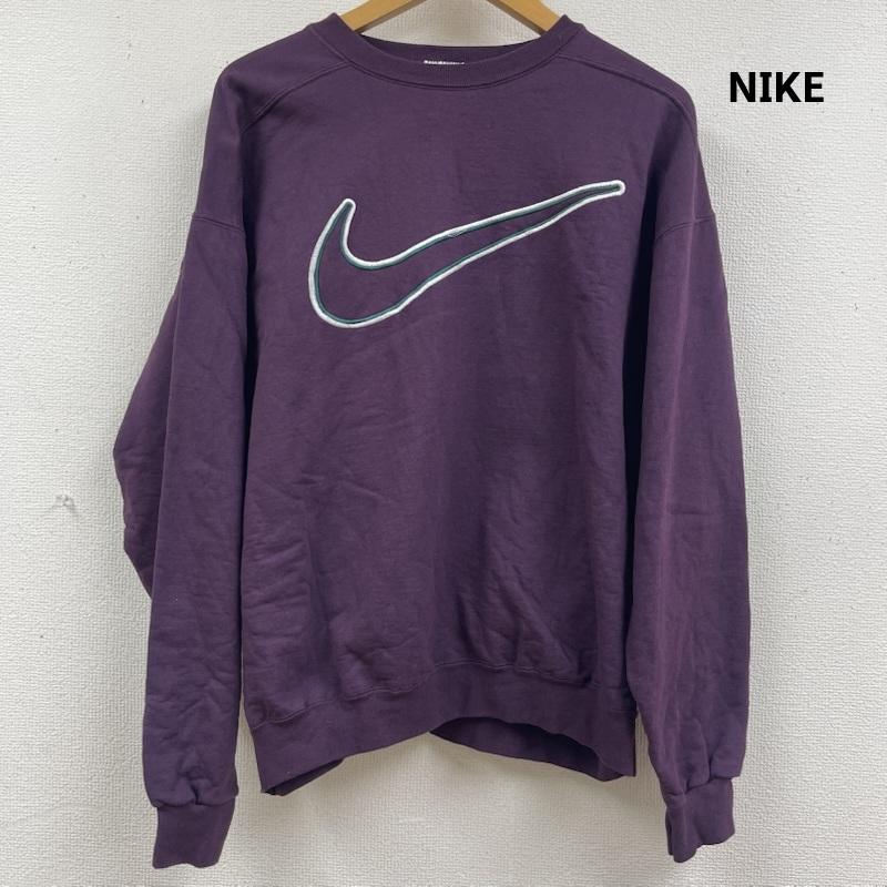 ナイキ NIKE トレーナー 長袖 USA製 白タグ 90s 銀タグ トレーナー スウェット プルオーバー ビッグスウッシュ ロゴ M えんじ / ワインレッド / dark red メンズ USED 古着 中古 50162233