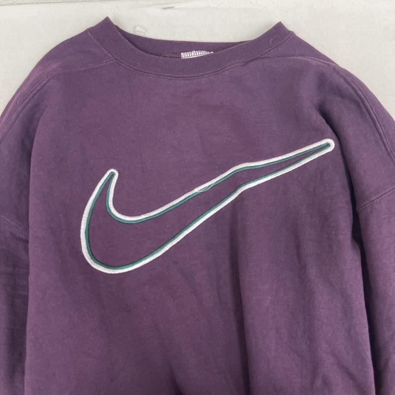 ナイキ NIKE トレーナー 長袖 USA製 白タグ 90s 銀タグ トレーナー スウェット プルオーバー ビッグスウッシュ ロゴ M えんじ / ワインレッド / dark red メンズ USED 古着 中古 50162233