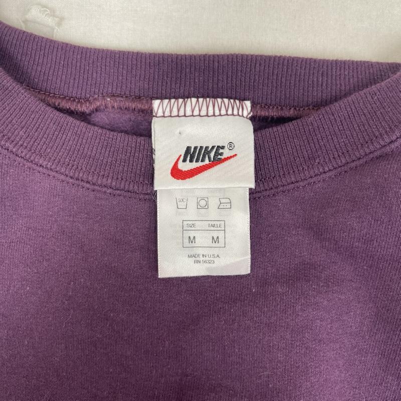 ナイキ NIKE トレーナー 長袖 USA製 白タグ 90s 銀タグ トレーナー スウェット プルオーバー ビッグスウッシュ ロゴ M えんじ / ワインレッド / dark red メンズ USED 古着 中古 50162233