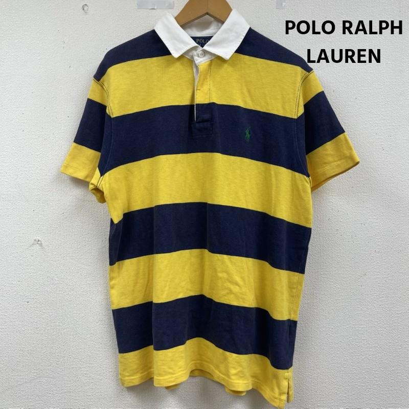 ポロラルフローレン POLO RALPH LAUREN ポロシャツ 半袖 ポニー刺繍 ボーダー柄 ラガーシャツ 半袖 ポロシャツ L 黄 / イエロー / yellow メンズ USED 古着 中古 50162238