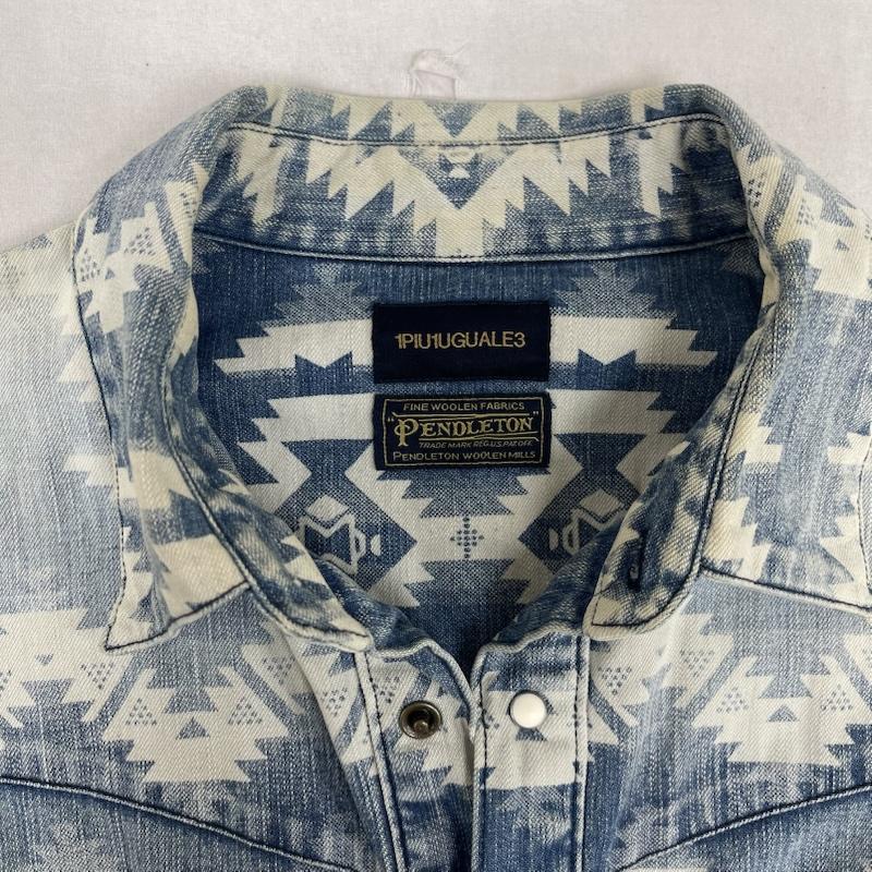 ウノピゥウノウグァーレトレ 1 piu 1 uguale 3 ジャケット、上着 ジャンパー、ブルゾン PENDLETON コラボ 日本製 デニム ウエスタン シャツ ジャケット 水色 / ライトブルー / メンズ USED 古着 中古 50162240