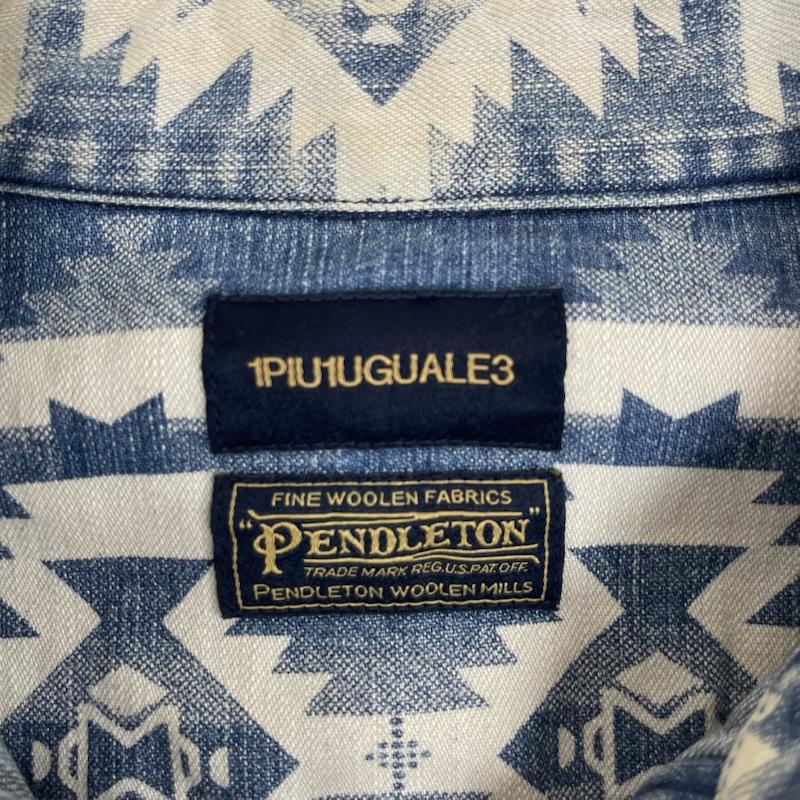 ウノピゥウノウグァーレトレ 1 piu 1 uguale 3 ジャケット、上着 ジャンパー、ブルゾン PENDLETON コラボ 日本製 デニム ウエスタン シャツ ジャケット 水色 / ライトブルー / メンズ USED 古着 中古 50162240