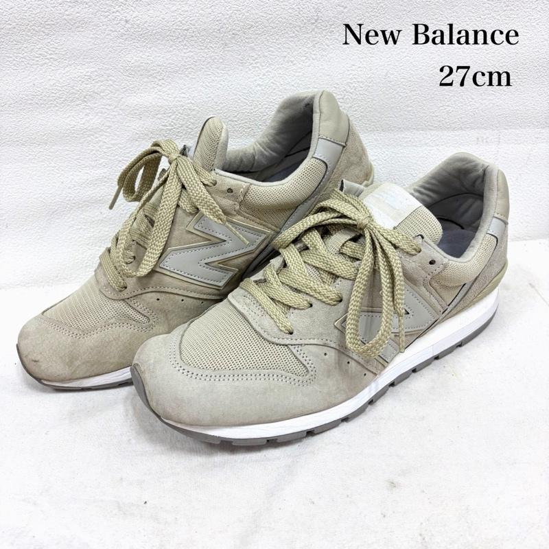 ニューバランス New Balance スニーカー スニーカー M996LRF USA製 スエード メッシュ ローカット スニーカー 27.0cm ロゴ、文字 ベージュ / ベージュ / beige X グレージュ / グレージュ / メンズ USED 古着 中古 50162244