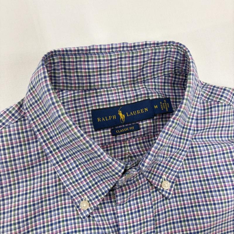ラルフローレン RALPHLAUREN シャツ、ブラウス 長袖 長袖 チェック ボタンダウン シャツ ポニー刺繡 M チェック X ワンポイント X ロゴ、文字 X 刺繍 紺 / ネイビー / navy X 桃 / ピンク / pink X 白 / ホワイト / white X 緑 / グリーン / green メンズ USED 古着 中古 50162255