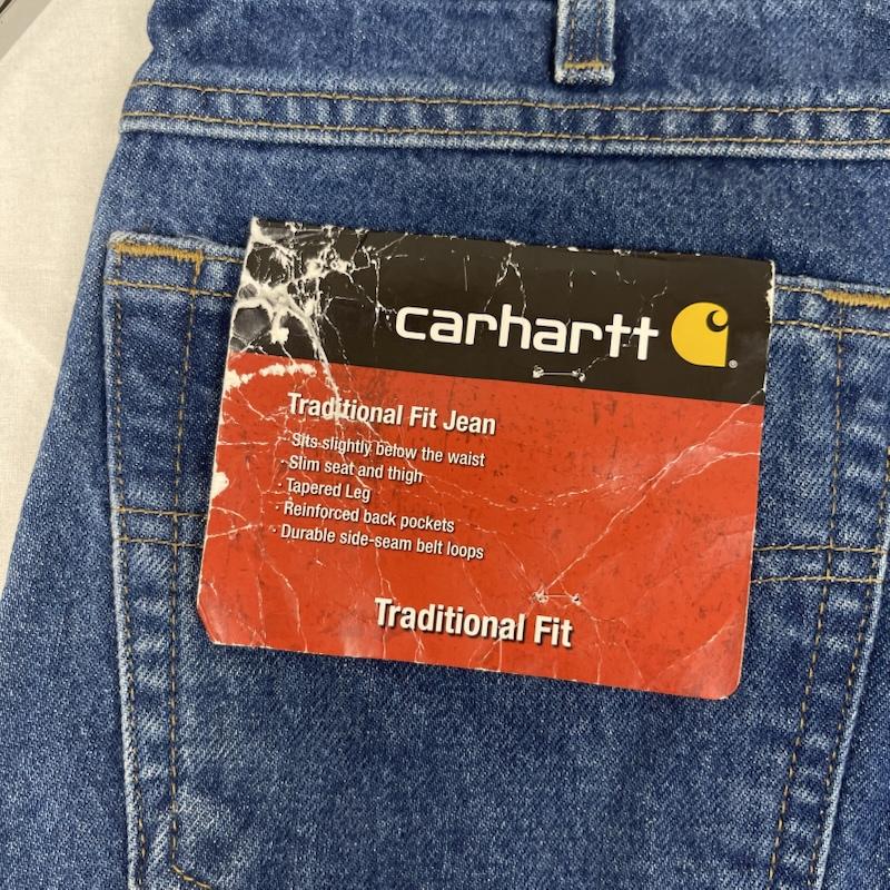カーハート Carhartt パンツ デニム、ジーンズ デッドストック B18 DST Traditional Fit Jean ロゴパッチ 刺繍 ワイド デニム パンツ 36インチ インディゴ / インディゴ / Indigo メンズ USED 古着 中古 50162256