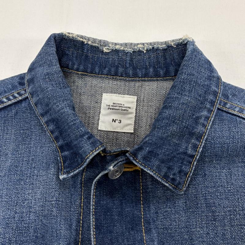 ベドウィン アンド ザ ハートブレイカーズ BEDWIN & THE HEARTBREAKERS ジャケット、上着 ジャケット、ブレザー CASSIDY CANTONOVERALLS コラボ デニムジャケット Gジャン 2nd セカンド ダメージ加工 3 無地 インディゴ / インディゴ / Indigo メンズ USED 古着 中古 50162267