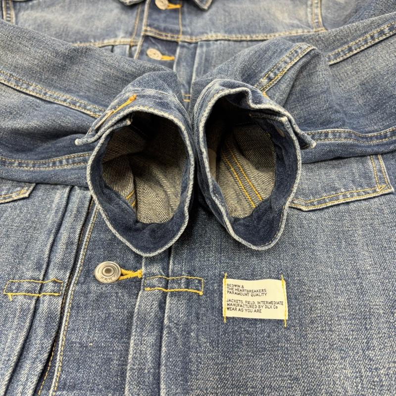 ベドウィン アンド ザ ハートブレイカーズ BEDWIN & THE HEARTBREAKERS ジャケット、上着 ジャケット、ブレザー CASSIDY CANTONOVERALLS コラボ デニムジャケット Gジャン 2nd セカンド ダメージ加工 3 無地 インディゴ / インディゴ / Indigo メンズ USED 古着 中古 50162267