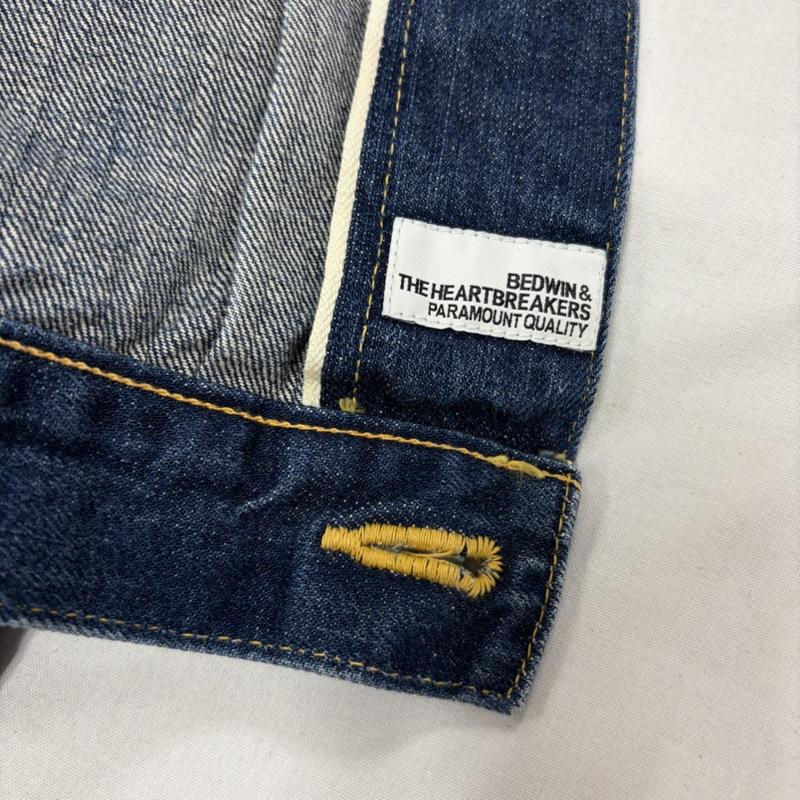 ベドウィン アンド ザ ハートブレイカーズ BEDWIN & THE HEARTBREAKERS ジャケット、上着 ジャケット、ブレザー CASSIDY CANTONOVERALLS コラボ デニムジャケット Gジャン 2nd セカンド ダメージ加工 3 無地 インディゴ / インディゴ / Indigo メンズ USED 古着 中古 50162267