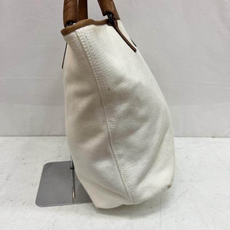 ボッテガヴェネタ BOTTEGA VENETA トートバッグ トートバッグ 編み込みレザーハンドル キャンバストートバッグ - 白 / ホワイト / white X 茶 / ブラウン / brown メンズ USED 古着 中古 50162290
