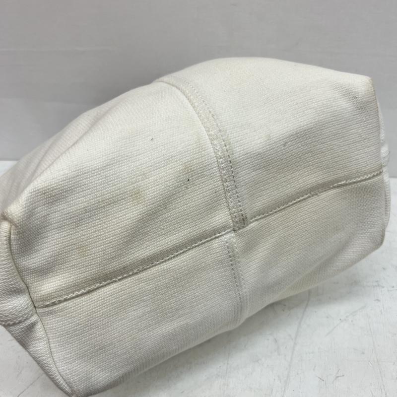 ボッテガヴェネタ BOTTEGA VENETA トートバッグ トートバッグ 編み込みレザーハンドル キャンバストートバッグ - 白 / ホワイト / white X 茶 / ブラウン / brown メンズ USED 古着 中古 50162290
