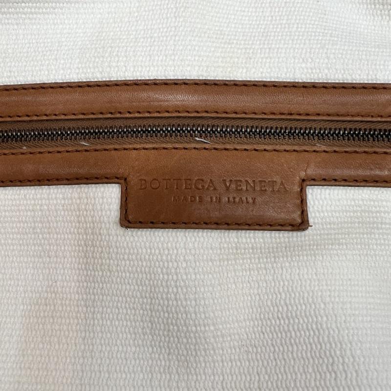 ボッテガヴェネタ BOTTEGA VENETA トートバッグ トートバッグ 編み込みレザーハンドル キャンバストートバッグ - 白 / ホワイト / white X 茶 / ブラウン / brown メンズ USED 古着 中古 50162290