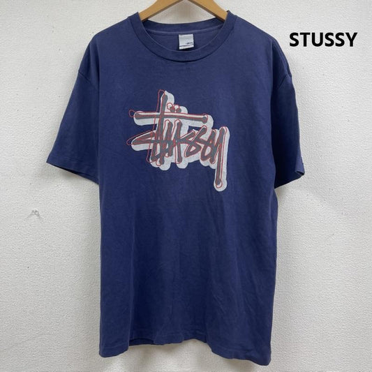 ステューシー STUSSY Tシャツ 半袖 90s 00s 白タグ USA製 ブランド ロゴ グラフィック プリント Tシャツ L 紺 / ネイビー / navy メンズ USED 古着 中古 50162305