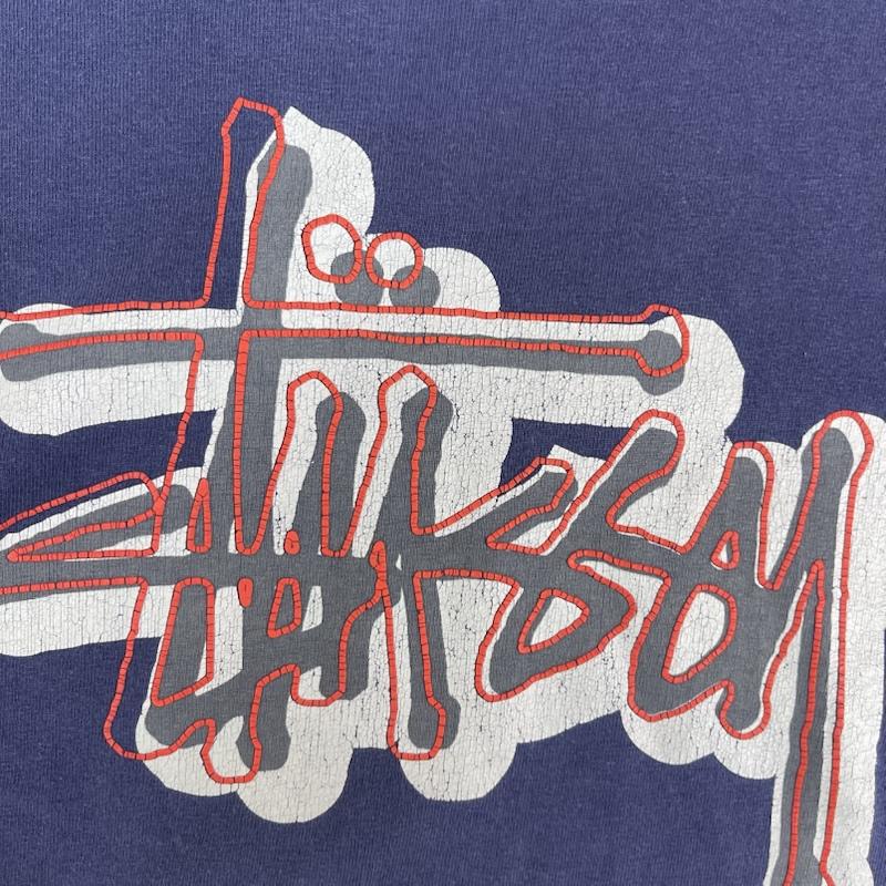 ステューシー STUSSY Tシャツ 半袖 90s 00s 白タグ USA製 ブランド ロゴ グラフィック プリント Tシャツ L 紺 / ネイビー / navy メンズ USED 古着 中古 50162305
