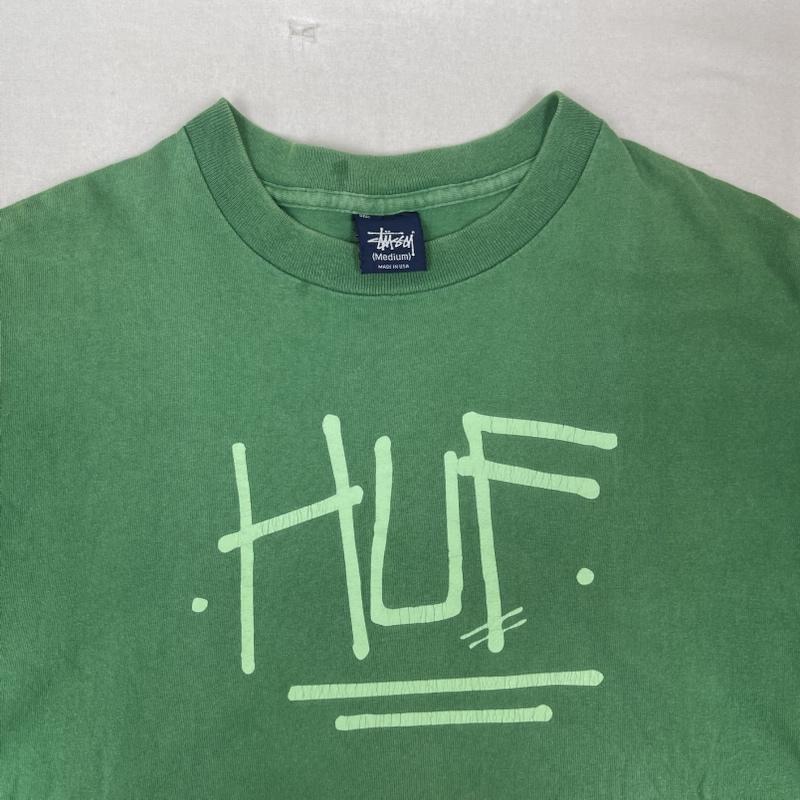 ステューシー STUSSY Tシャツ 半袖 USA製 HUF コラボ 00s 紺タグ ロゴ プリント Tシャツ M 緑 / グリーン / green メンズ USED 古着 中古 50162318