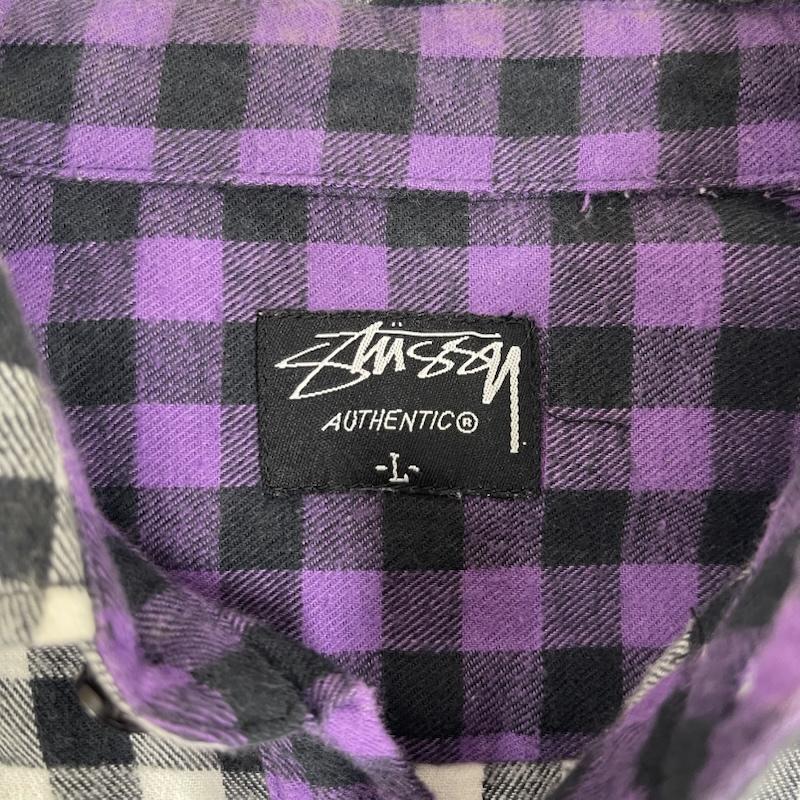 ステューシー STUSSY シャツ、ブラウス 長袖 00s old stussy ギンガムチェック柄 長袖 裏地 紫 ネルシャツ L マルチカラー / マルチカラー / multicolor メンズ USED 古着 中古 50162328