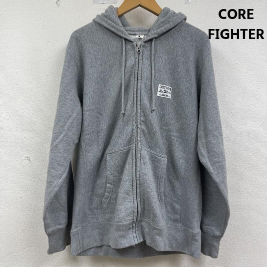コアファイター CORE FIGHTER パーカー 長袖 ブランド バック ロゴ プリント ジップアップ パーカー L 灰 / グレー / gray メンズ USED 古着 中古 50162330