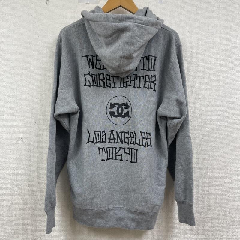 コアファイター CORE FIGHTER パーカー 長袖 ブランド バック ロゴ プリント ジップアップ パーカー L 灰 / グレー / gray メンズ USED 古着 中古 50162330