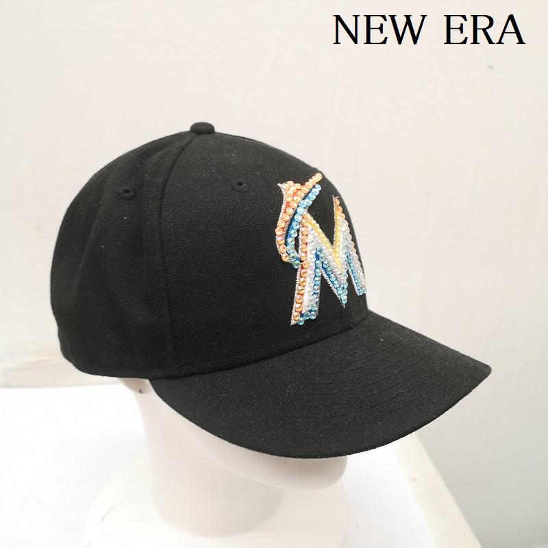 ニューエラ NEW ERA 帽子 キャップ マイアミ マーリンズ ラインストーン カスタム キャップ 7 1/2 - 黒 / ブラック / black メンズ USED 古着 中古 50162331