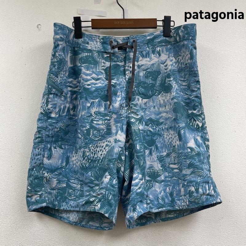 パタゴニア patagonia パンツ ショートパンツ ウェーブフェアラー ボードショーツ グラフィック デザイン パンツ 36インチ 水色 / ライトブルー / メンズ USED 古着 中古 50162332