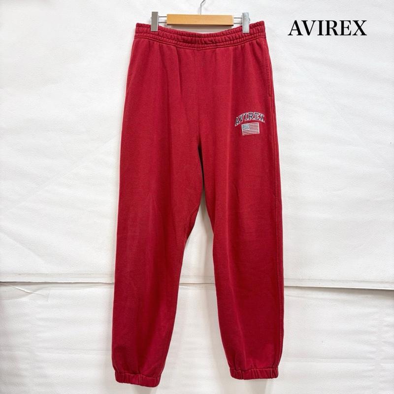 アヴィレックス AVIREX パンツ ワークパンツ、ペインターパンツ アーチロゴ 刺繍 スウェット パンツ アメカジ ミリタリー L ロゴ、文字 X 刺繍 赤 / レッド / red メンズ USED 古着 中古 50162336