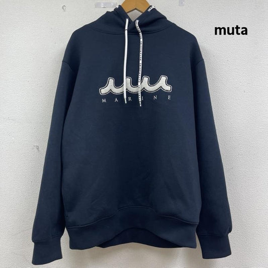 ムータ muta パーカー 長袖 日本製 アラウンド スピンドル プルパーカー MMJC-443373 7 黒 / ブラック / black X 紺 / ネイビー / navy メンズ USED 古着 中古 50162348