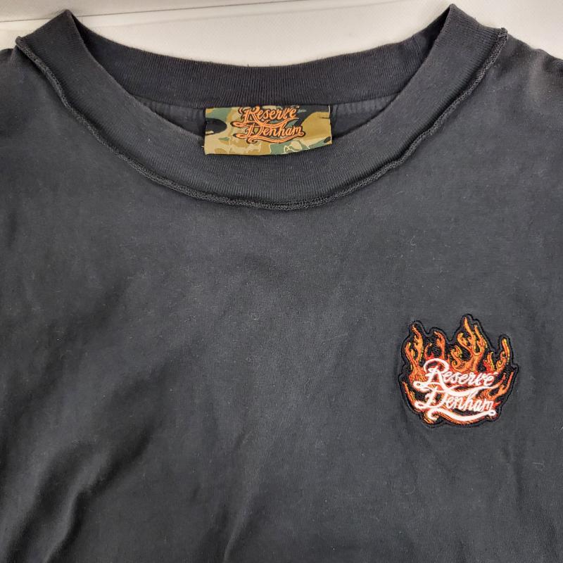 デンハム DENHAM Tシャツ 半袖 アトリエリザーブ Tシャツ ワッペン プリント コットン M M 黒 / ブラック / black メンズ USED 古着 中古 50162352