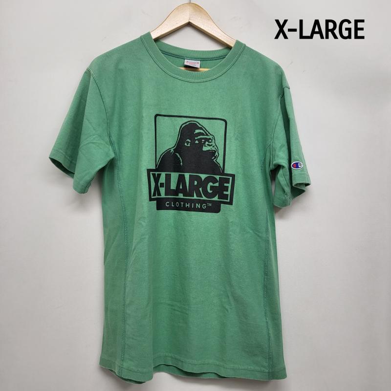 エクストララージ XLARGE Tシャツ 半袖 コラボ チャンピョン グリーン コットン C8-M324 M M 緑 / グリーン / green メンズ USED 古着 中古 50162360