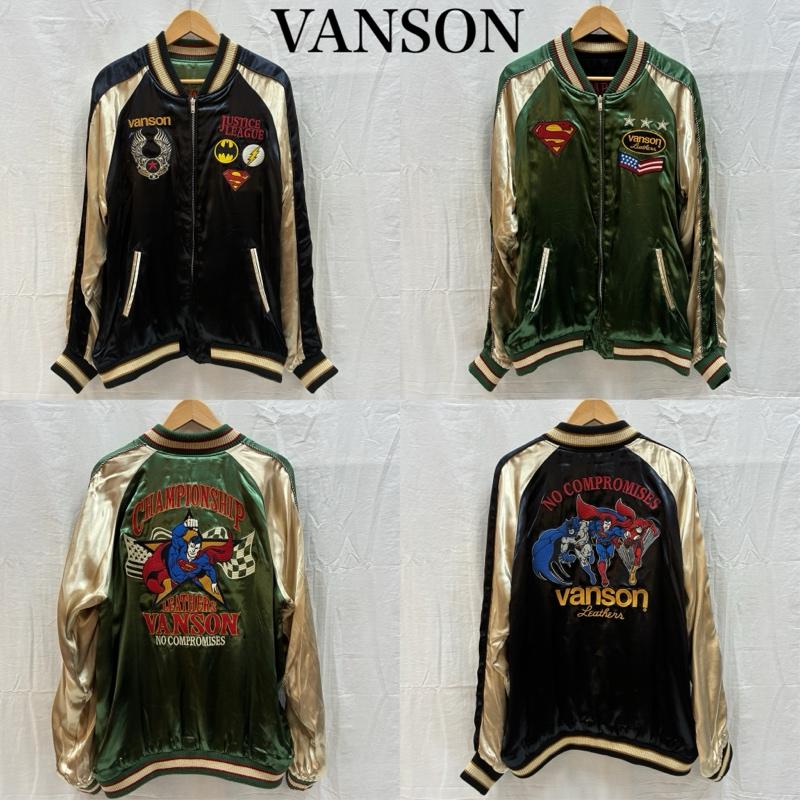 ヴァンソン VANSON ジャケット、上着 ジャンパー、ブルゾン レーヨン サテン リバーシブル スカジャン DC COMICS スーパーマン バットマン フラッシュ XL メンズ USED 古着 中古 50162370