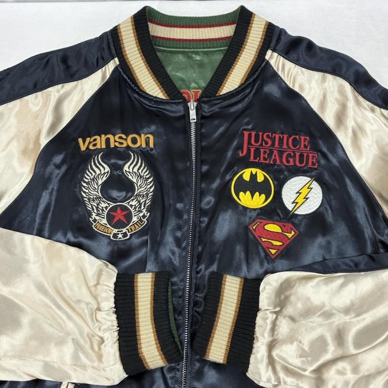 ヴァンソン VANSON ジャケット、上着 ジャンパー、ブルゾン レーヨン サテン リバーシブル スカジャン DC COMICS スーパーマン バットマン フラッシュ XL メンズ USED 古着 中古 50162370