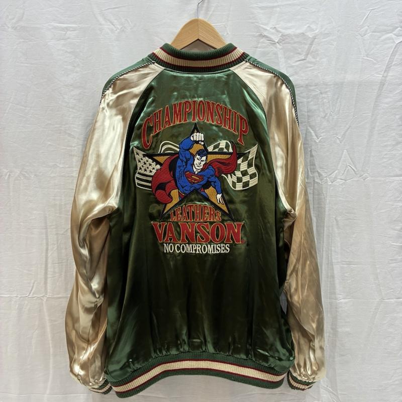 ヴァンソン VANSON ジャケット、上着 ジャンパー、ブルゾン レーヨン サテン リバーシブル スカジャン DC COMICS スーパーマン バットマン フラッシュ XL メンズ USED 古着 中古 50162370