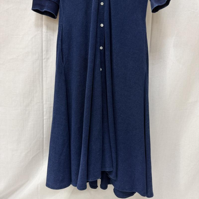 ラコステ LACOSTE ワンピース ロングスカート デニムポロワンピース 長袖 フレア ワンポイントロゴ indigo 38 フルボタン 38 ワンポイント X ロゴ、文字 インディゴ / インディゴ / Indigo レディース USED 古着 中古 50162376