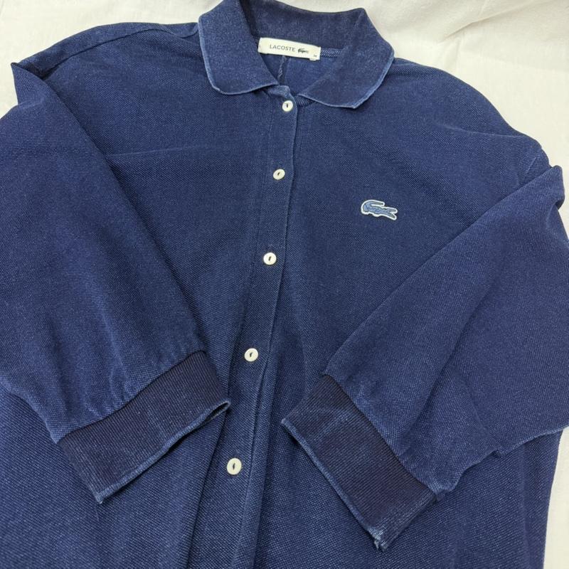 ラコステ LACOSTE ワンピース ロングスカート デニムポロワンピース 長袖 フレア ワンポイントロゴ indigo 38 フルボタン 38 ワンポイント X ロゴ、文字 インディゴ / インディゴ / Indigo レディース USED 古着 中古 50162376