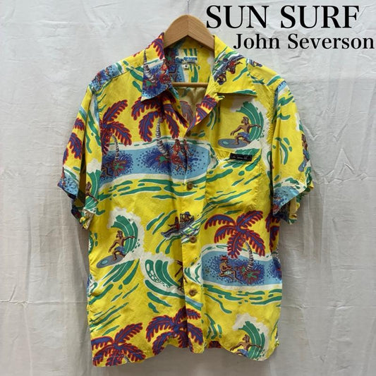 サンサーフ SUN SURF シャツ、ブラウス 半袖 JOHN SEVERSON ジョン・セバーソン オープンカラー 開襟 レーヨン アロハシャツ M メンズ USED 古着 中古 50162377