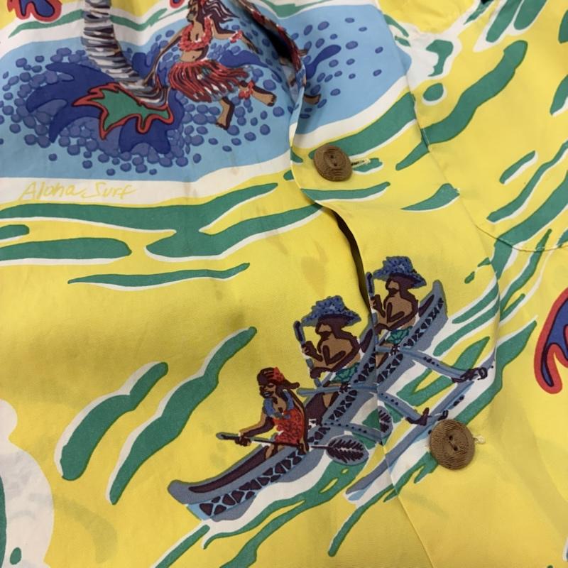サンサーフ SUN SURF シャツ、ブラウス 半袖 JOHN SEVERSON ジョン・セバーソン オープンカラー 開襟 レーヨン アロハシャツ M メンズ USED 古着 中古 50162377