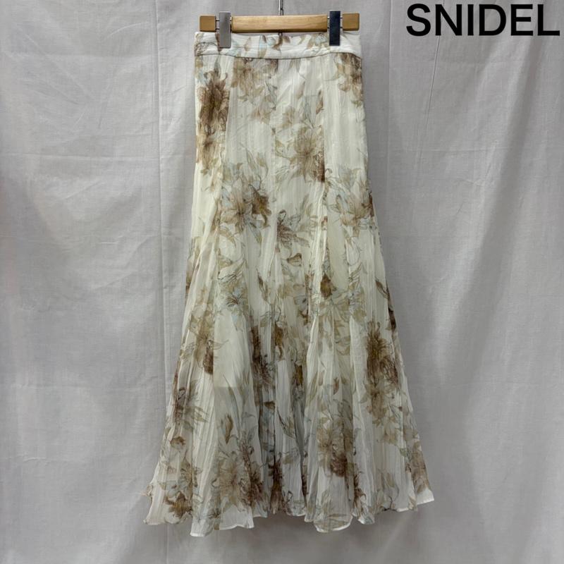 スナイデル SNIDEL スカート ロングスカート ワッシャープリーツ 花柄プリントスカート ベージュ 0 花柄 ベージュ / ベージュ / beige レディース USED 古着 中古 50162388