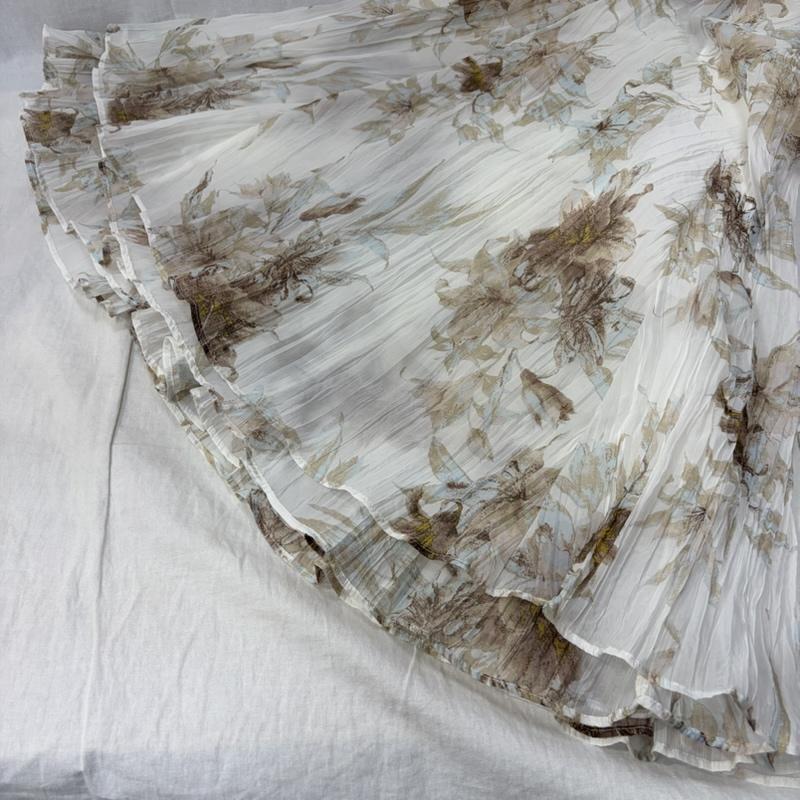スナイデル SNIDEL スカート ロングスカート ワッシャープリーツ 花柄プリントスカート ベージュ 0 花柄 ベージュ / ベージュ / beige レディース USED 古着 中古 50162388
