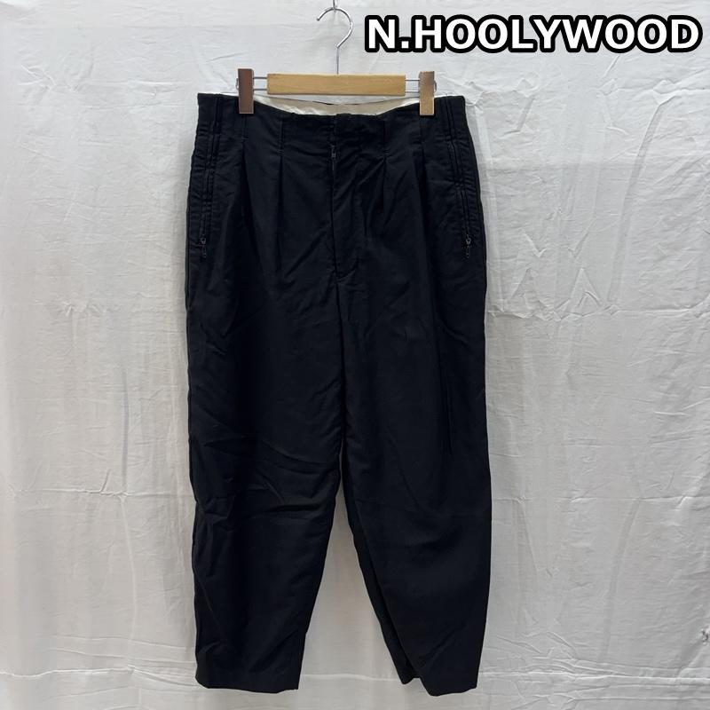 エヌハリウッド N.HOOLYWOOD ボトムス ボトムス 112-PT02 pieces ジップデザイン 2タック スラックス パンツ 38 黒 / ブラック / black メンズ USED 古着 中古 50162389