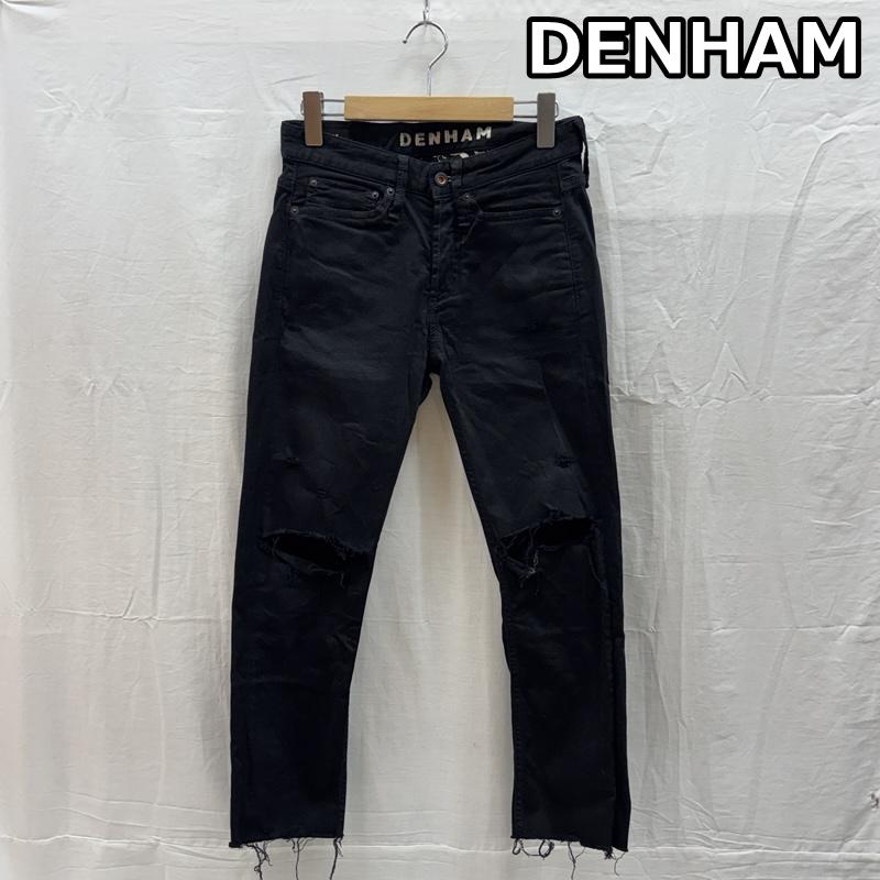 デンハム DENHAM ボトムス ボトムス BOLT SKINNY FIT ストレッチ デニム スリム パンツ ダメージ 27インチ 黒 / ブラック / black メンズ USED 古着 中古 50162392