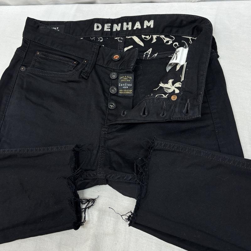 デンハム DENHAM ボトムス ボトムス BOLT SKINNY FIT ストレッチ デニム スリム パンツ ダメージ 27インチ 黒 / ブラック / black メンズ USED 古着 中古 50162392