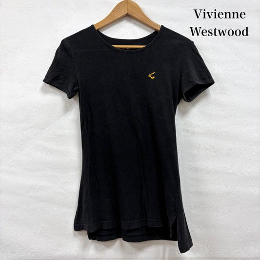 ヴィヴィアンウエストウッド Vivienne Westwood Tシャツ 半袖 anglomania アングロマニア 半袖 ロゴ 刺繍 Tシャツ M ワンポイント X ロゴ、文字 X 刺繍 黒 / ブラック / black X 黄 / イエロー / yellow レディース USED 古着 中古 50162445