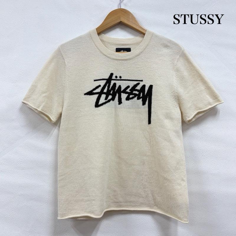 ステューシー STUSSY ニット、セーター 半袖 半袖 ロゴ ニット カットソー S ロゴ、文字 オフホワイト / オフホワイト / X 黒 / ブラック / black レディース USED 古着 中古 50162447