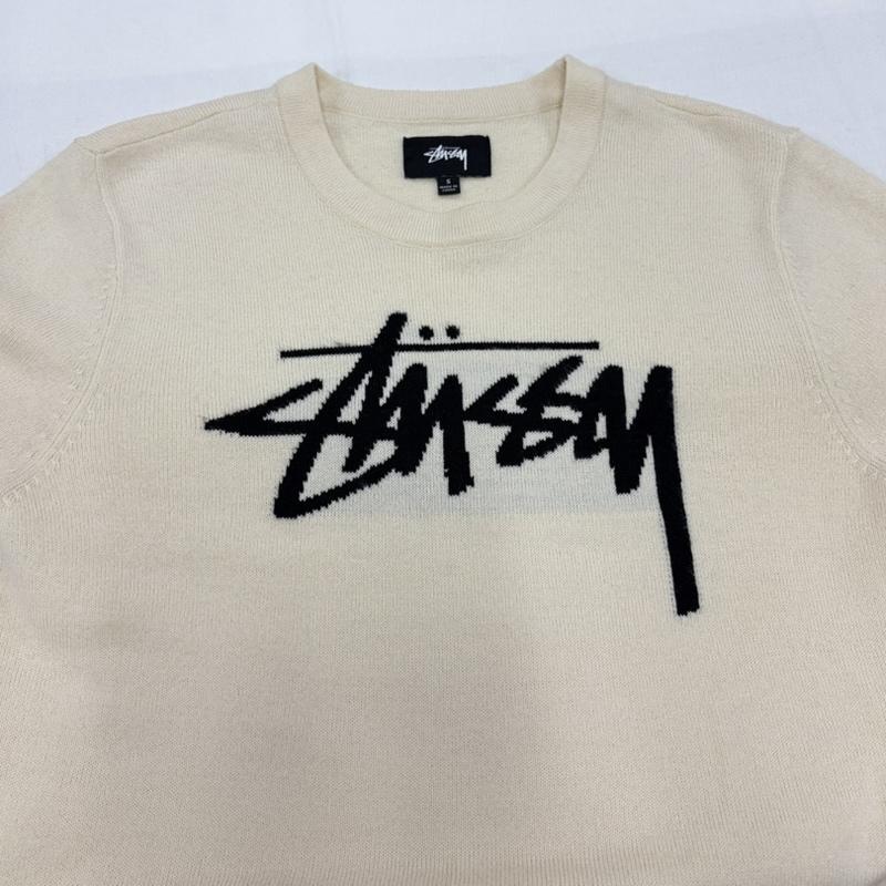 ステューシー STUSSY ニット、セーター 半袖 半袖 ロゴ ニット カットソー S ロゴ、文字 オフホワイト / オフホワイト / X 黒 / ブラック / black レディース USED 古着 中古 50162447