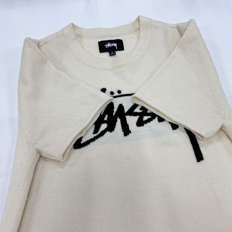 ステューシー STUSSY ニット、セーター 半袖 半袖 ロゴ ニット カットソー S ロゴ、文字 オフホワイト / オフホワイト / X 黒 / ブラック / black レディース USED 古着 中古 50162447