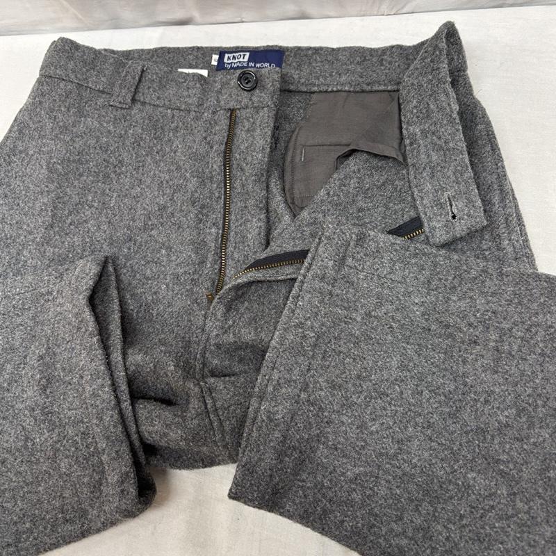 ノット KNOT ボトムス ボトムス サイドポケット シンチバック付 ウール トラウザーズ パンツ 3 灰 / グレー / gray メンズ USED 古着 中古 50162466