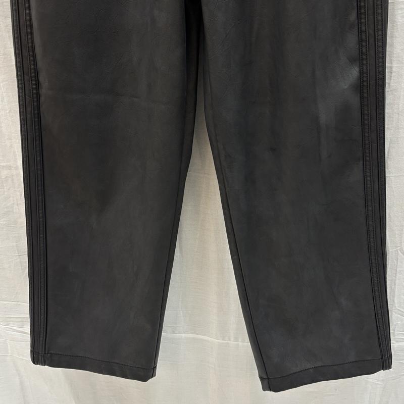 アディダス adidas ボトムス ボトムス サイドライン ロゴ フェイクレザー テーパード パンツ M 黒 / ブラック / black メンズ USED 古着 中古 50162470