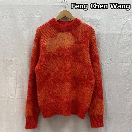 フェンチェンワン FenG CHen WANG ニット、セーター 長袖 ランドスケープ ジャガード ニット セーター クルーネック S メンズ USED 古着 中古 50162486